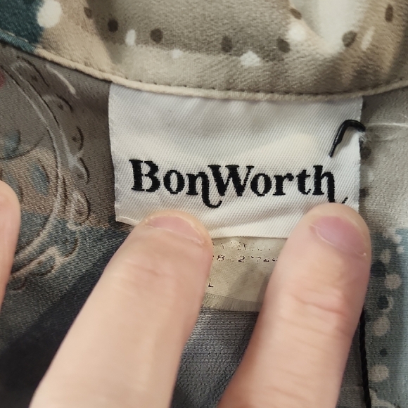 BonWorth Blue and Gray Casual Button Down Shirt - Picture 2 of 3